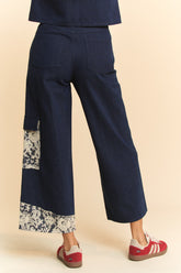 Davi & Dani Women's Lace Applique Wide Leg Jeans - Chic & Trendy Denim